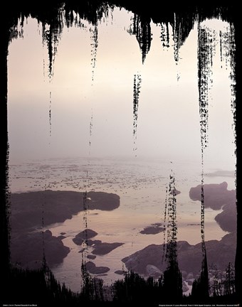 Framed Painted Seaside II on Black Print