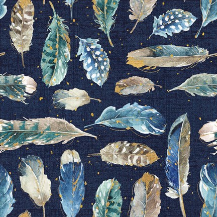 Framed Indigold Feathers Indigo Print