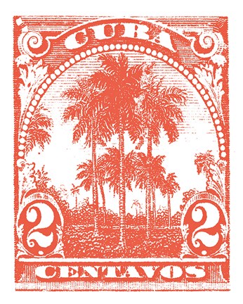 Framed Cuba Stamp IX Bright Print