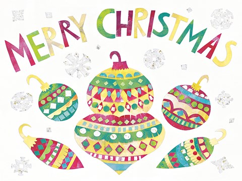 Framed Winter Holiday III on White Bright Print