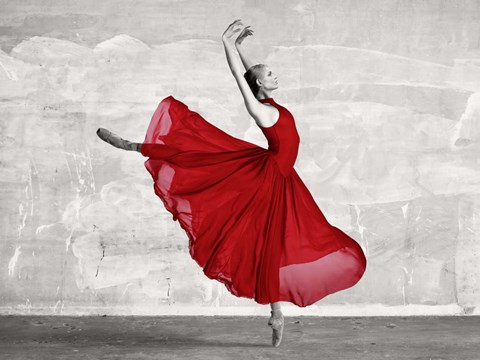 Framed Ballerina in Red Print