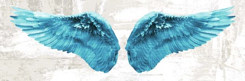 Framed Angel Wings (Aqua) Print