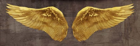 Framed Angel Wings (Gold I) Print
