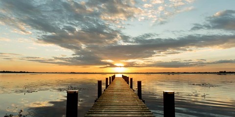 Framed Morning Lights on a Jetty (detail) Print