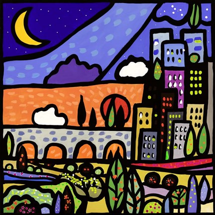 Framed Il Ponte della Citta Print