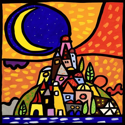 Framed Luna sulla Collina Print