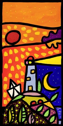 Framed Faro nella Notte Print