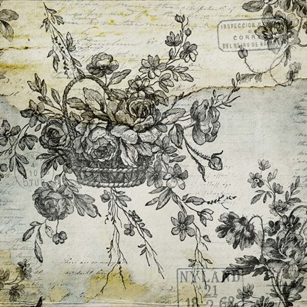 Framed BW Flowers Grunge Three Print