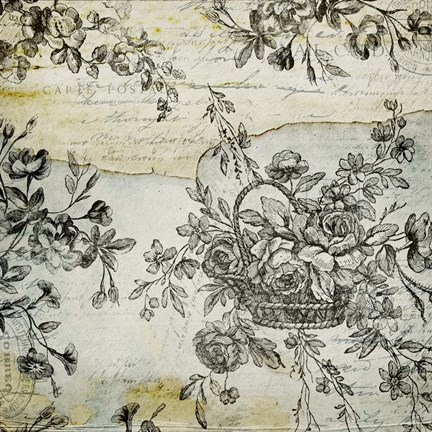 Framed BW Flowers Grunge Two Print