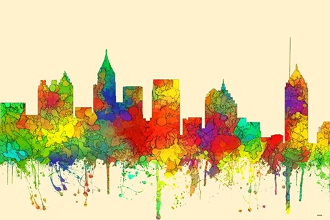 Framed Atlanta Georgia Skyline-SG Print