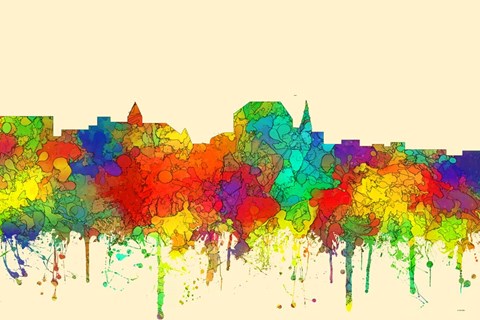 Framed Augusta Maine Skyline-SG Print