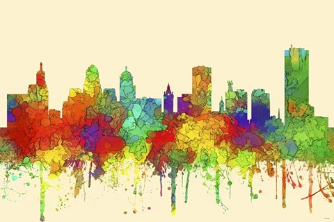 Framed Buffalo New York Skyline-SG Print