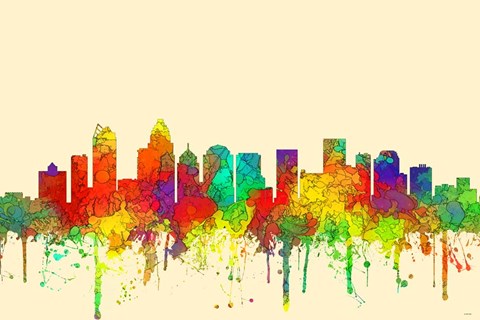 Framed Charlotte NC Skyline-SG Print