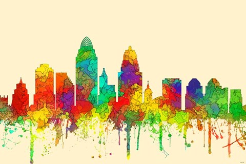 Framed Cincinnati Ohio Skyline-SG Print