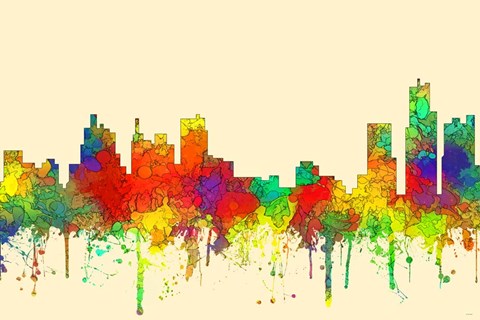 Framed Detroit Michigan Skyline-SG Print