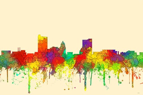 Framed Fort Wayne Indiana Skyline-SG Print