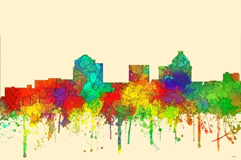 Framed Greensboro North Carolina Skyline-SG Print