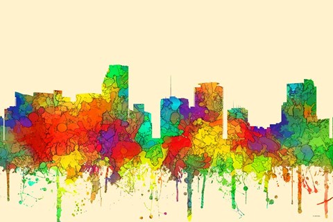 Framed Miami Florida Skyline SG Print