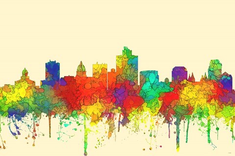 Framed Salt Lake City Utah Skyline-SG Print