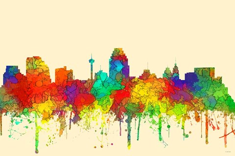 Framed San Antonio Texas Skyline-SG Print