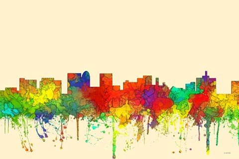 Framed Topeka Kansas Skyline SG Print