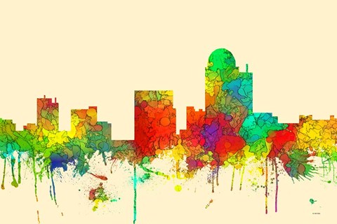 Framed Winston-Salem North Carolina Skyline SG Print