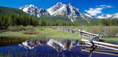 Framed McGown Peak Reflected on a Lake, Sawtooth Mountains, Idaho Print