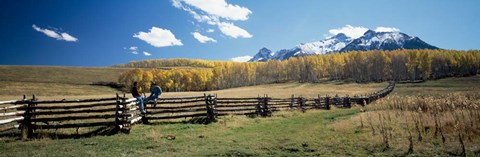 Framed View of the Last Dollar Ranch, Mount Sneffels, Colorado Print