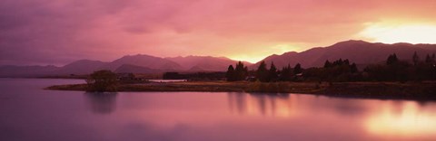 Framed Sunset at Lake Tekapo, South Island, Canterbury, New Zealand Print