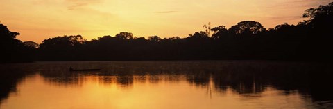 Framed Reflection of Trees in Napo River, Oriente, Ecuador Print