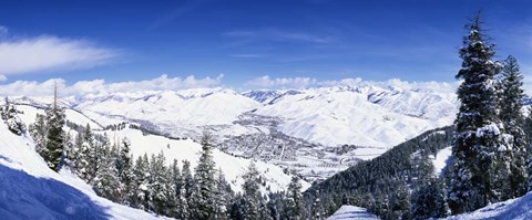 Framed Ski Slopes in Sun Valley, Idaho Print