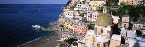 Framed Positano, Amalfi Coast, Salerno, Campania, Italy Print