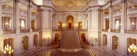 Framed Interiors of City Hall, San Francisco, California Print