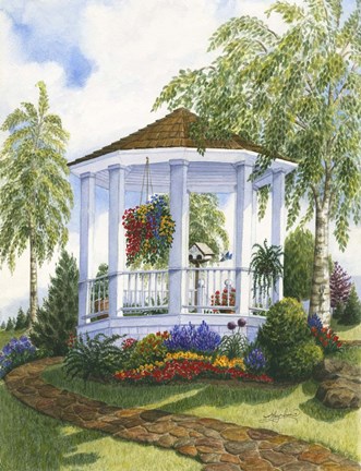 Framed Garden Gazebo Print