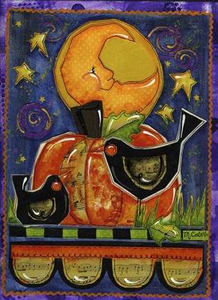 Framed Two Crows In The  Moonlight Print