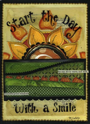 Framed Pumpkin Sunrise With Words Print