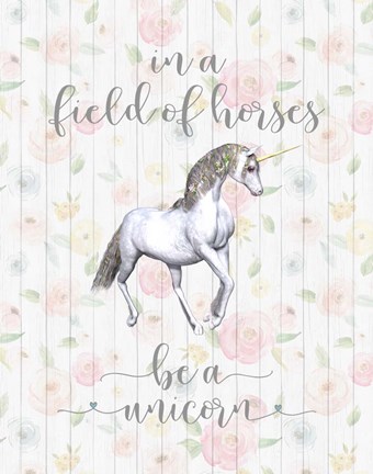 Framed Be A Unicorn Floral Wood Print
