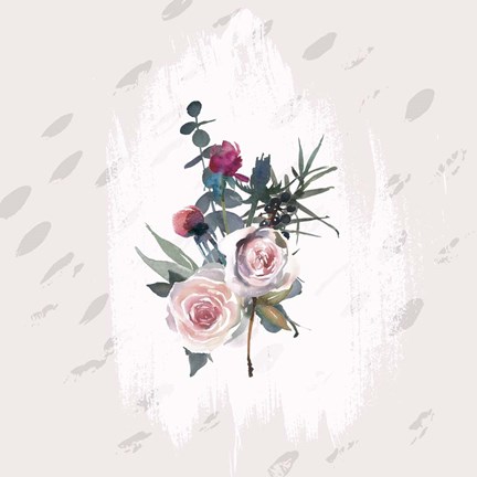 Framed Floral Bouquet on Grunge Square Print