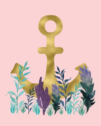 Framed Teal Florals on Pink Print