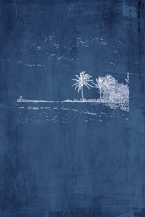 Framed Navy Beach Palm II Print