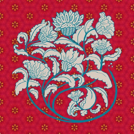 Framed Lotus Motif I Print