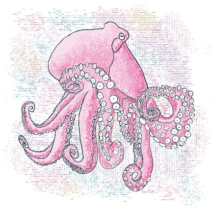 Framed Octopus Hot Pink Print