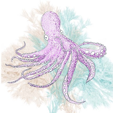 Framed Octopus Purple Print