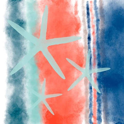 Framed Starfish Stripes Print