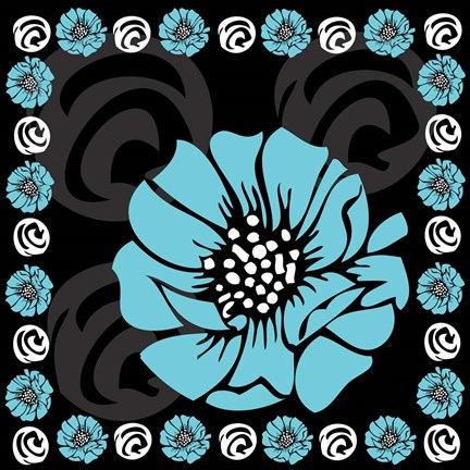 Framed Bold Turquoise Flower X Print