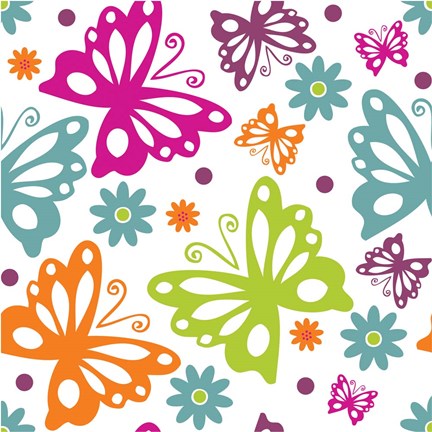 Framed Butterflies and Blooms Lively II Print