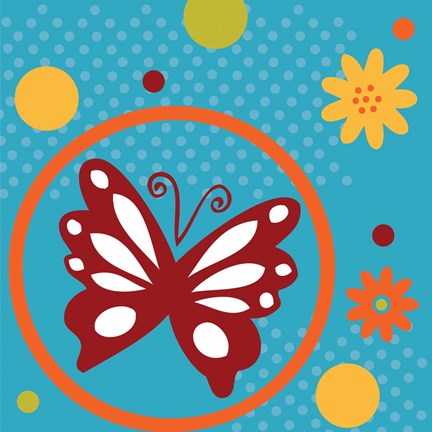 Framed Butterflies and Blooms Playful VII Print