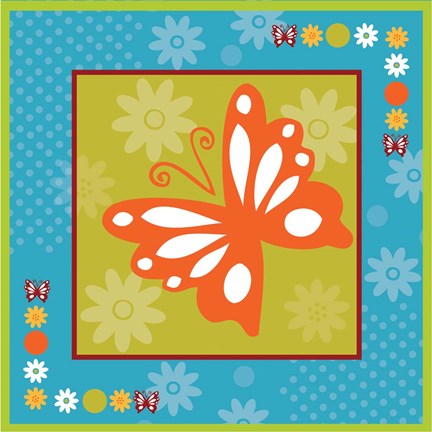 Framed Butterflies and Blooms Playful XII Print