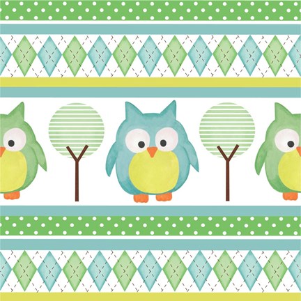 Framed Hoot Blue IV Print