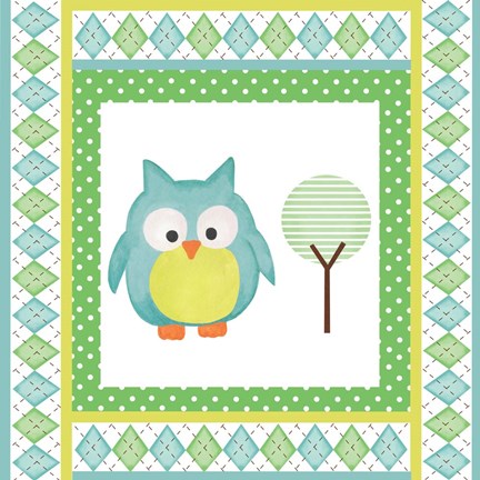 Framed Hoot Blue VIII Print